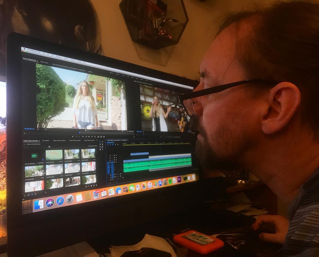 Shannon in editing suite working
